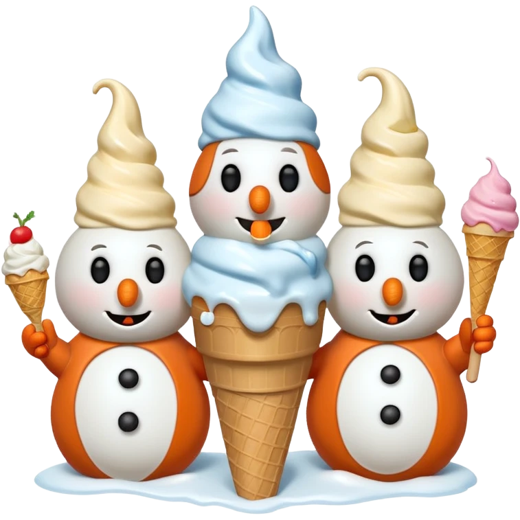 snowmen with  ice cream emoji