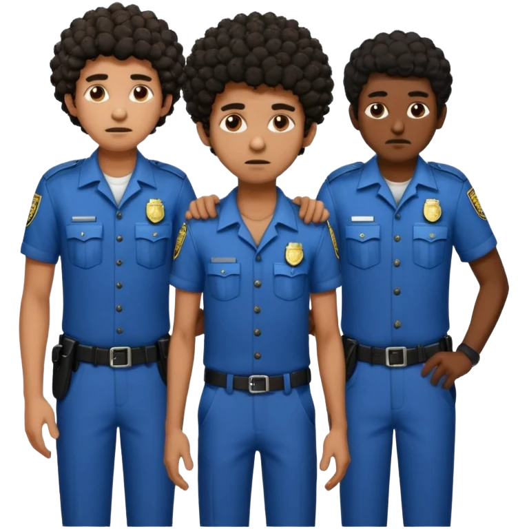 Make a dirty Indian with a short Afro that is curly hair getting arrested. Make the Indian skinny too. Give him a it support outfit not a police uniform emoji
