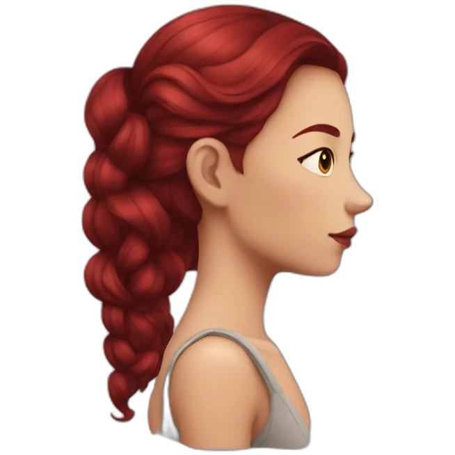 girl with dark red hair and shoulder tattoo emoji