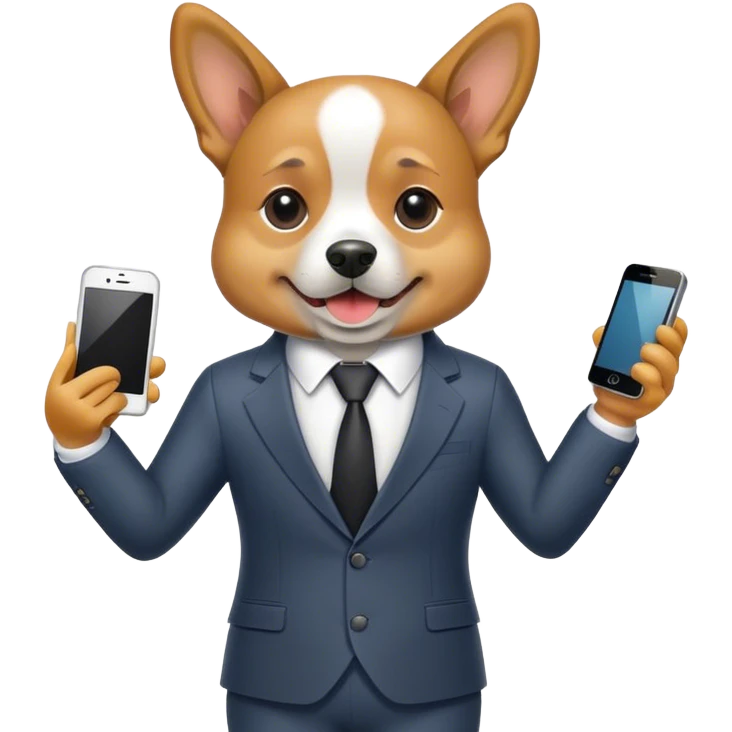 Dog selling phones emoji