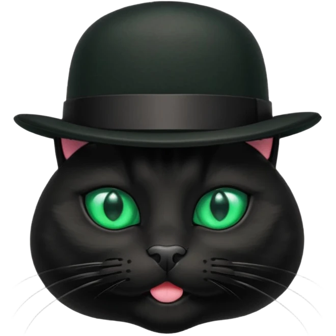 animal : chat noir avec chapeau melon emoji