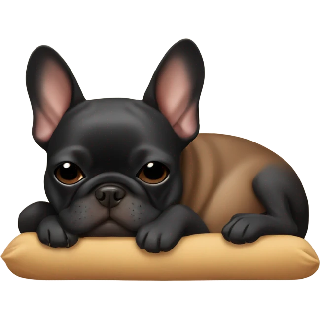 Black Brown frenchie sleeping emoji