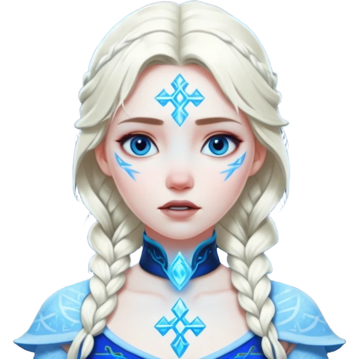 Woman frozen mid-spell, glowing runes around her body, charged silence emoji