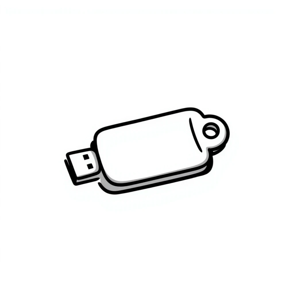Hand drawn USB flash drive storage device with connector emoji