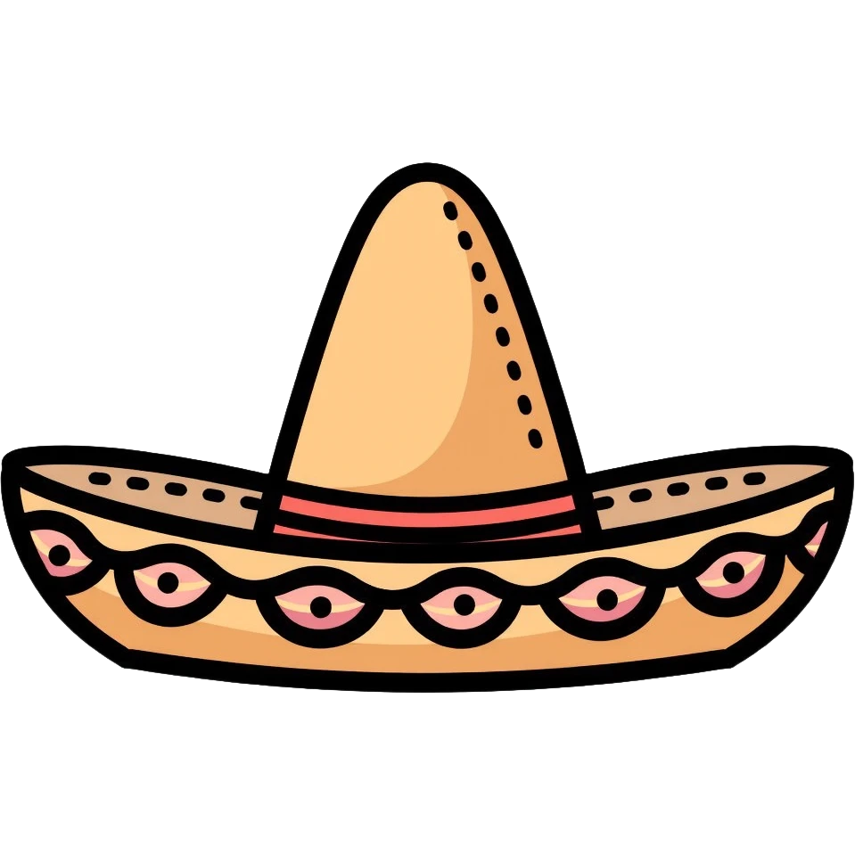 Mexican sombrero hat with decorative patterns emoji