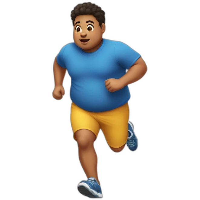 Chubby and fatty small boy running  emoji