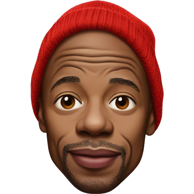 Dave Chapelle’s with red beanie and bright powdered color lips  emoji