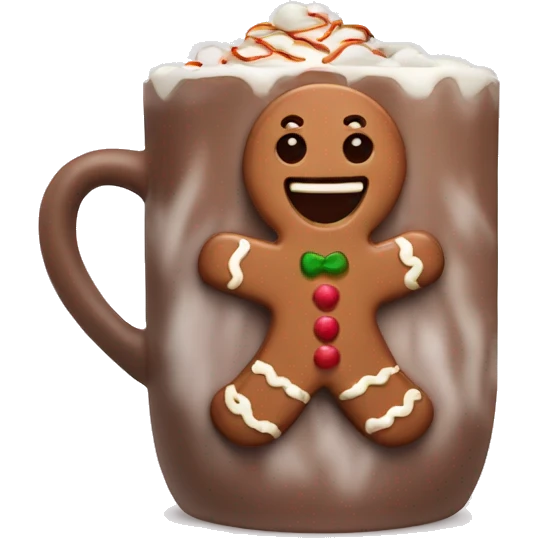 Holiday hot chocolate with a gingerbread man  emoji