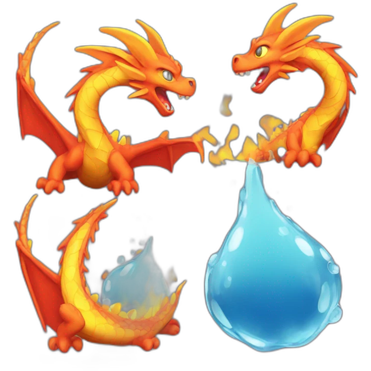 Fire dragon and water emoji
