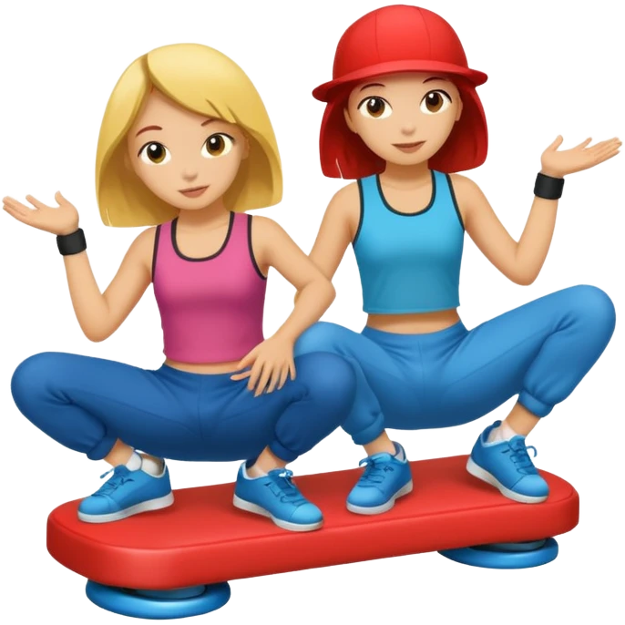 2 girls sitting in breakdance ride of fair  emoji