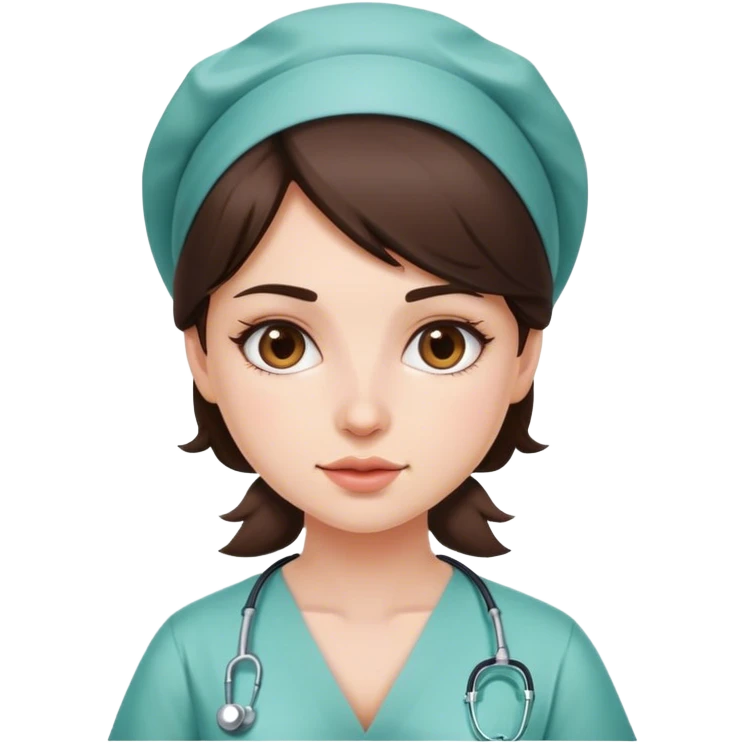 Pretty brunette girl becoming a surgeon  emoji