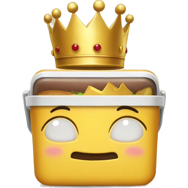 A lunchbox with a golden crown emoji