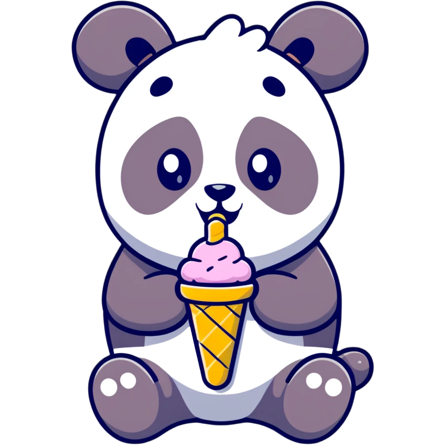 Panda eating ice cream emoji