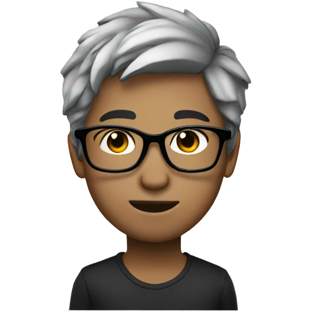right side side Side profile boy with silver and black hair speaking wearing glasses. white white skin emoji