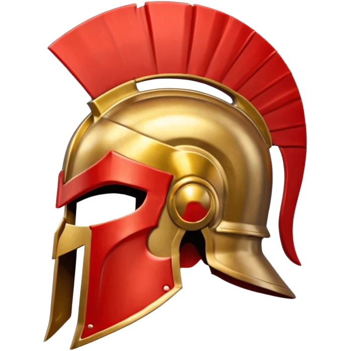 Side view of a gold Spartan helment with a red crest emoji