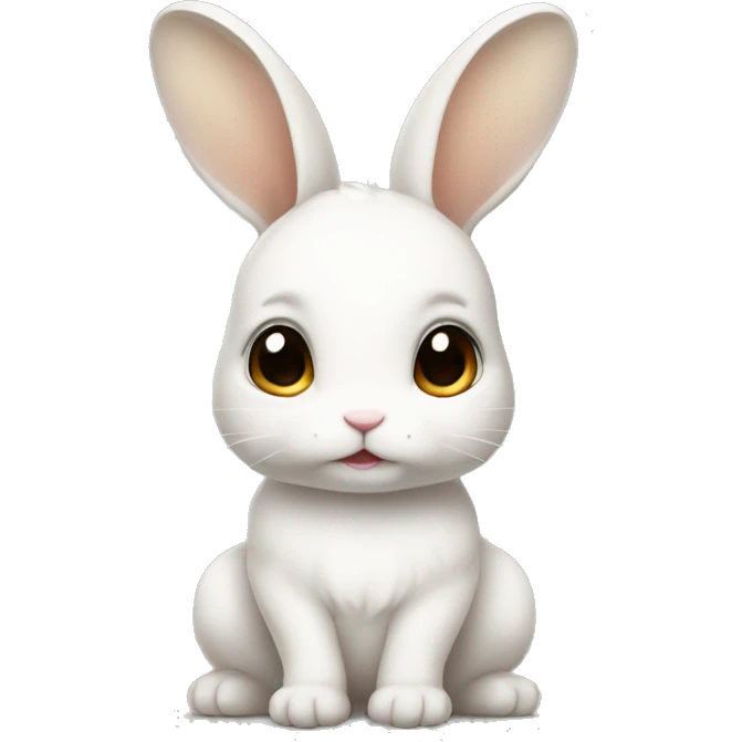 A white baby bunny with tan spots  emoji