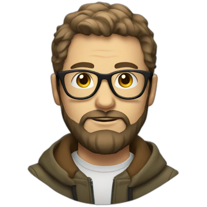 Dan with hipster beard and glasses emoji