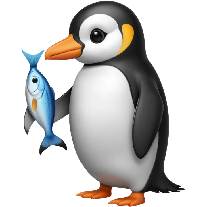 penguin holding a fish emoji