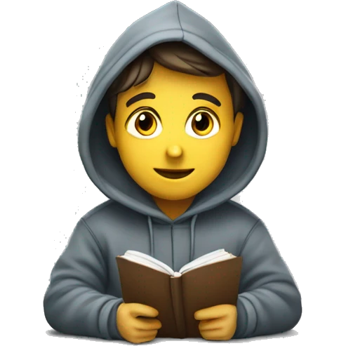 Student with a hoodie studying for the Cambridge exam emoji