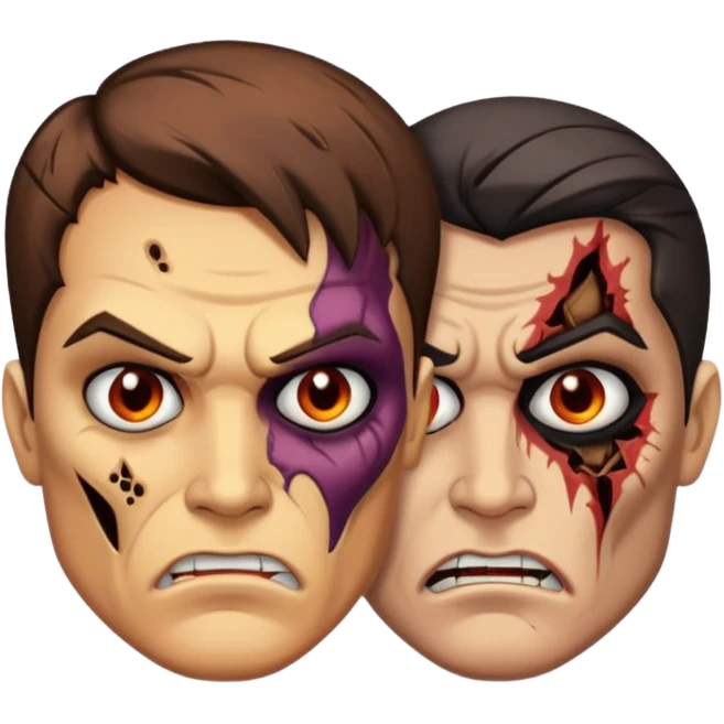 dc two face one half normal face other half burnt emoji