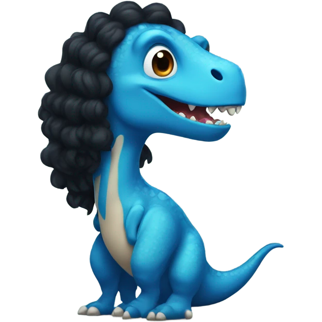dinosaur with curly long black hair emoji