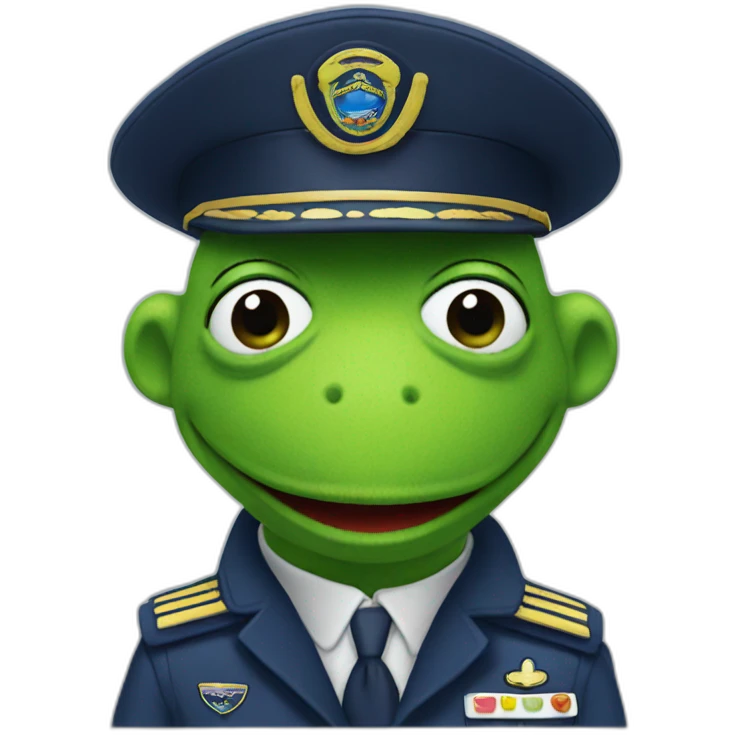 kermit as airline pilot with dark blue uniform emoji