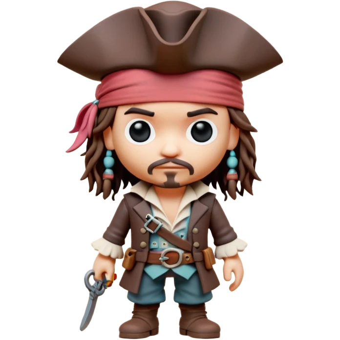 8K resolution, 8000x8000px, tiny cute Jack Sparrow toy, standing character, soft smooth lighting, soft pastel colors, skottie young, 3d blender render, polycount, modular constructivism, pop surrealism, physically based rendering, square image emoji