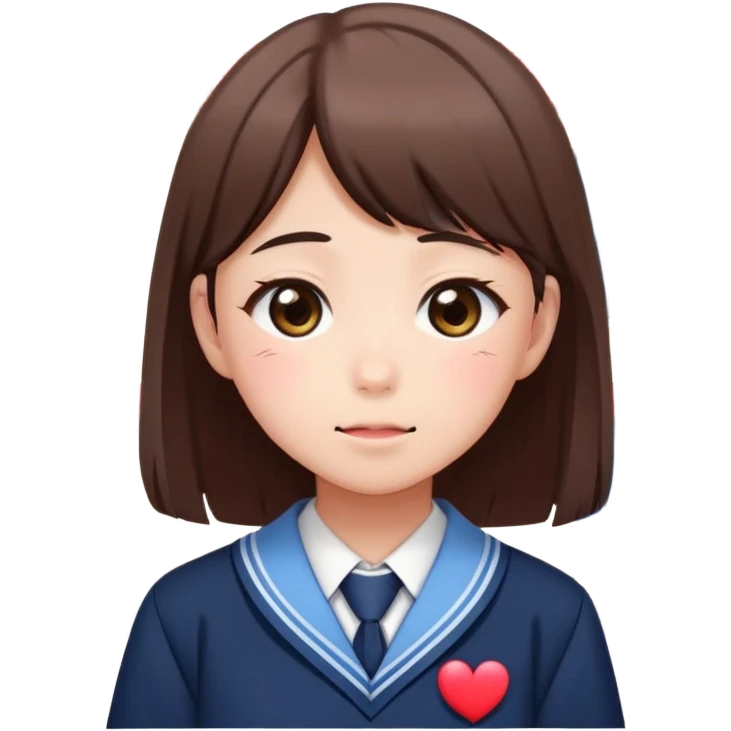 Japanese high school girl receiving love confession with blushing face behind school building emoji