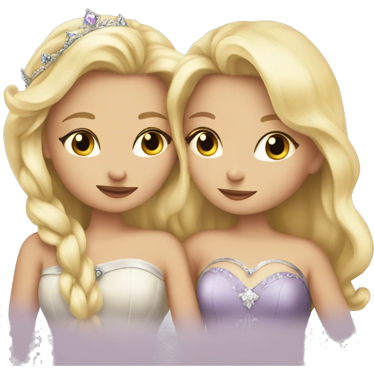 2 women princesses couple blonde kiss emoji