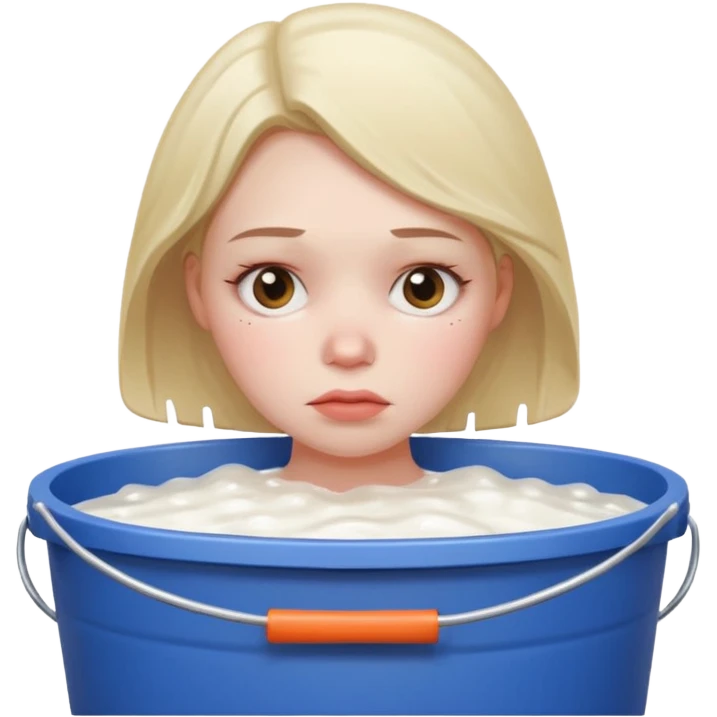 Buckets loads of cum pouring on horny female emoji with blushed cheeks and sad face emoji
