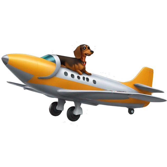 dachshund in a jet emoji