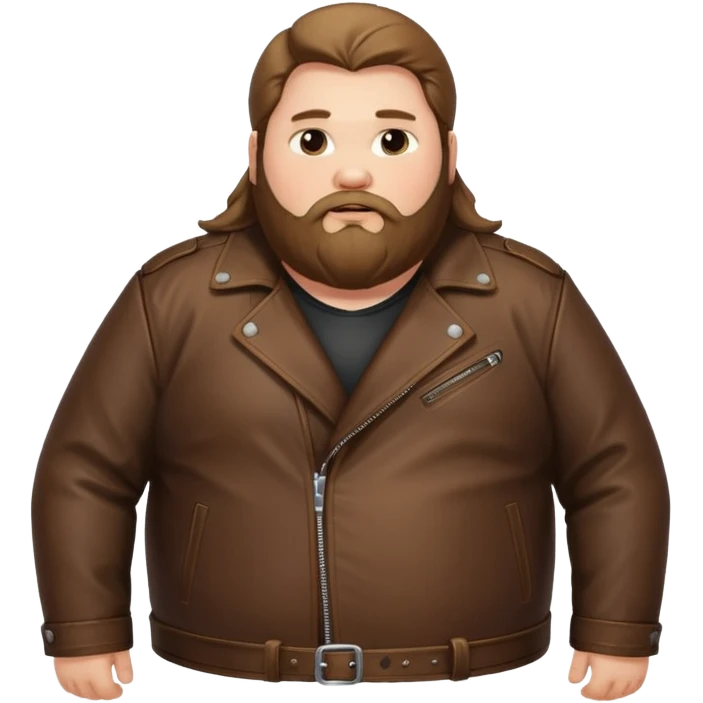 Long hair obese men with beard in leather jacket emoji