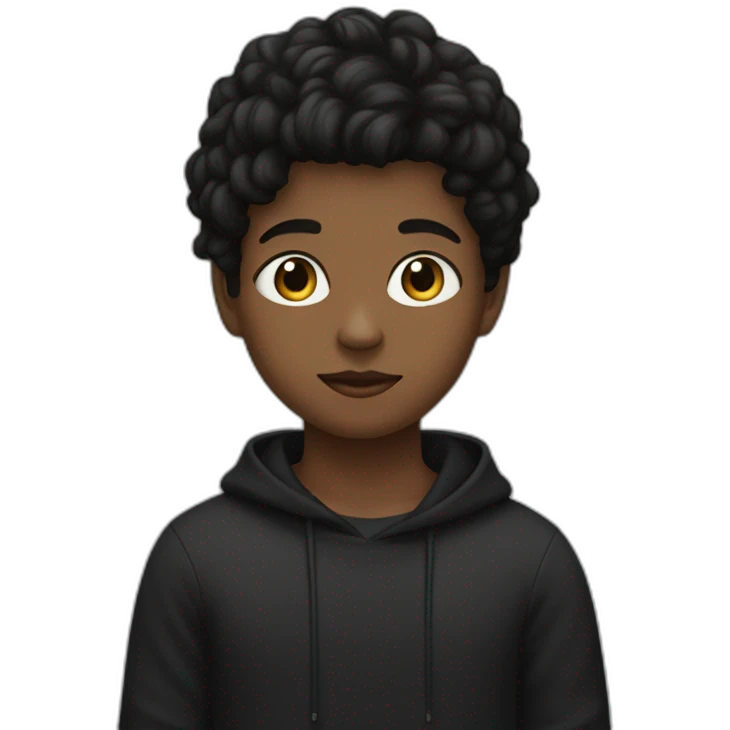 Boy with a black skirt, a black crop top, long socks and cat hears on his head emoji