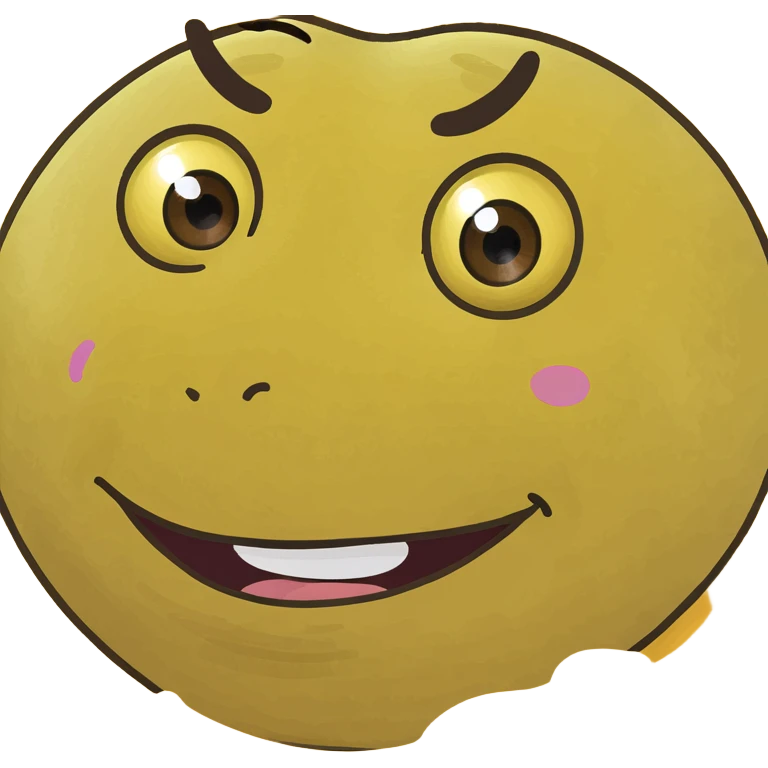 Regular yellow emoji face with exhausted wide open eyes and eyebags with crazy smile emoji