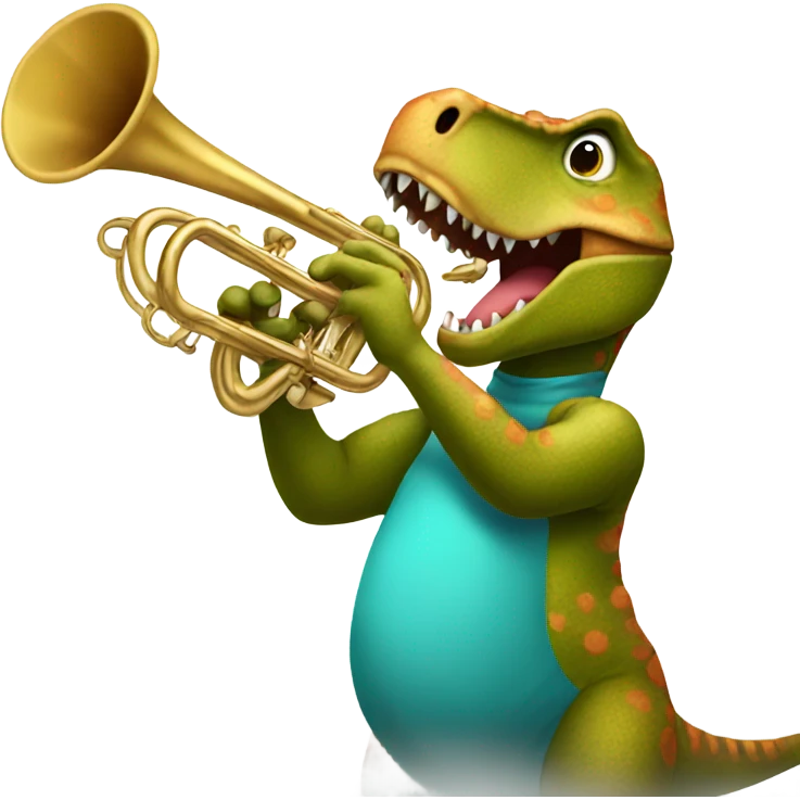 Dinosaur playing trumpet emoji
