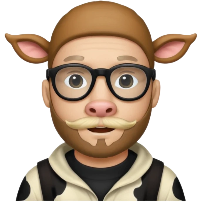 Man wearing a cow and a chin strap beard and black glasses  emoji