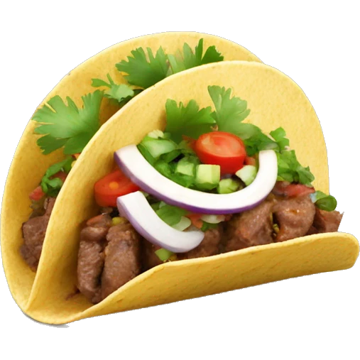 Tacos asada with onion and cilantro  emoji