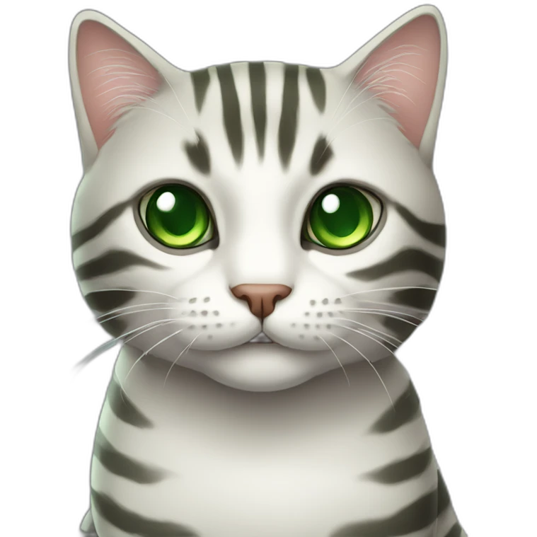Striped cat with Green eyes emoji