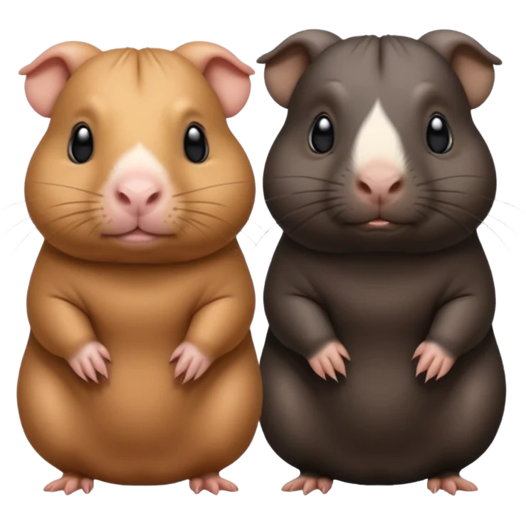 Two hairless guinea pigs, one black and one tan emoji