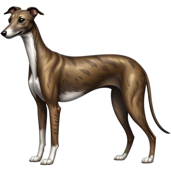 cinematic-[brindle greyhound]-realistic-full-body-standing-emoji,-tail-resting-loosely-beside-its-paws,-head-tilted-dramatically, -sleek-[dark brindle]-fur,-simplified-yet-realistic-focused-features,-highly-detailed,-glowing-with-an-almost-sarcastic-glow emoji