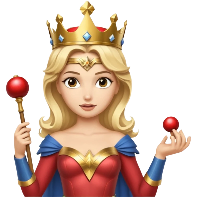 Blonde Wonder Woman holding bell and short white orchestra conductor’s baton  emoji