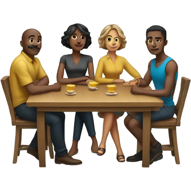 6 people sitting either side of a table emoji