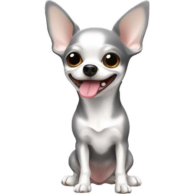 Grey Chihuahua with tongue sticking out￼ emoji