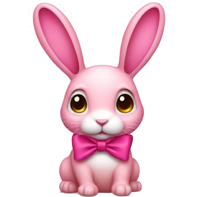 Pink rabbit with a bow emoji