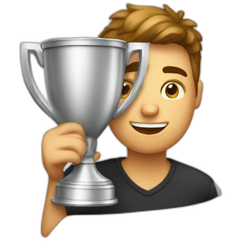 A guy with the Winner cup emoji