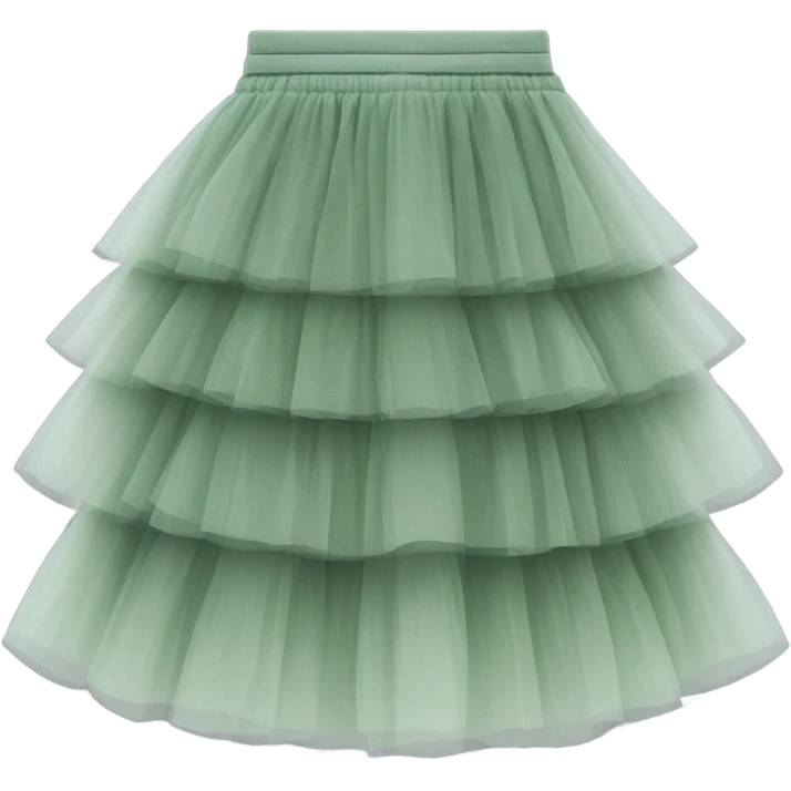 Long Sage Green tiered tulle skirt, isolated emoji