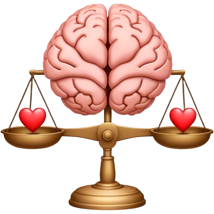 The brain and the heart are on the scale from different sides emoji
