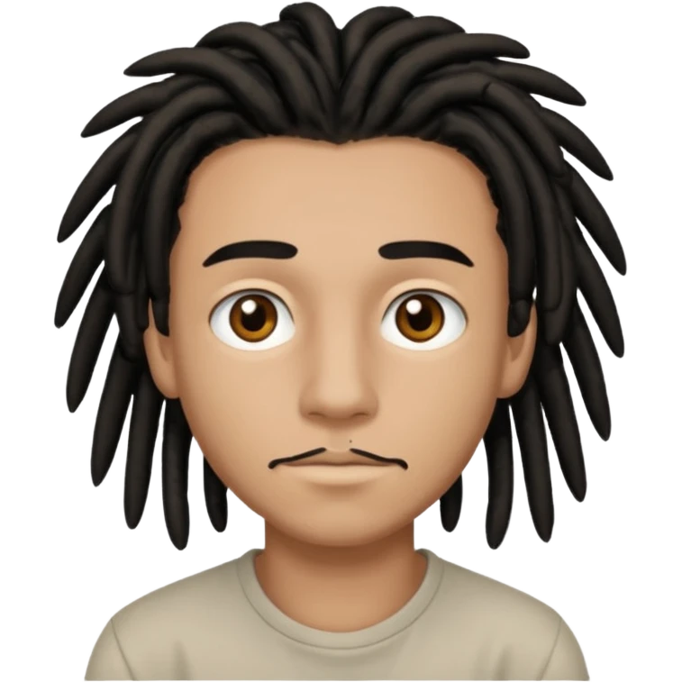 light brown teen with black dreads and brown eyes that has a small mustache stubble emoji