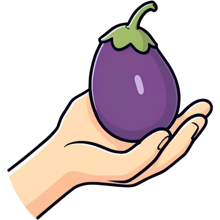 Hand holding eggplant  emoji