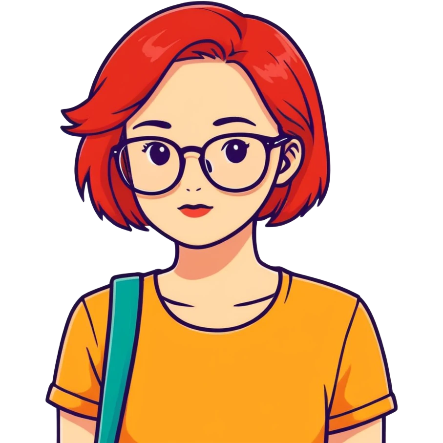 Girl with red hair and glasses emoji